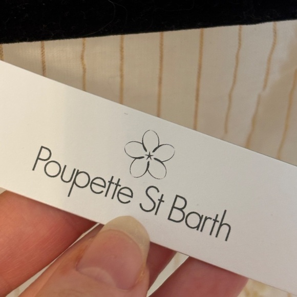 Poupette St Barth Midid Kimi Ruffle Dress 100% Cotton Gold stripe SZ small - Picture 6 of 12